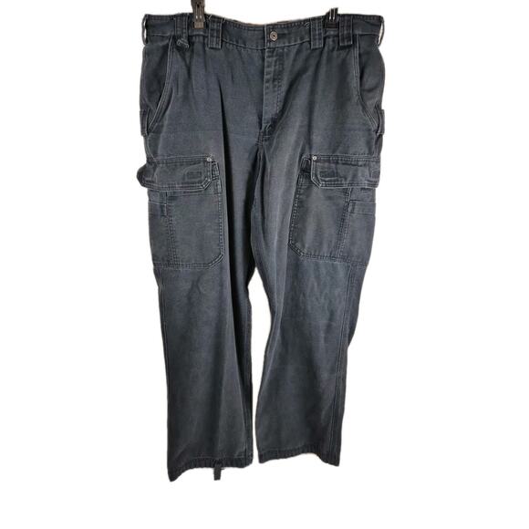 Duluth Trading Co Cargo Pants Mens 42x34 Black Relaxed Fit Work Utility Pockets - Picture 1 of 10